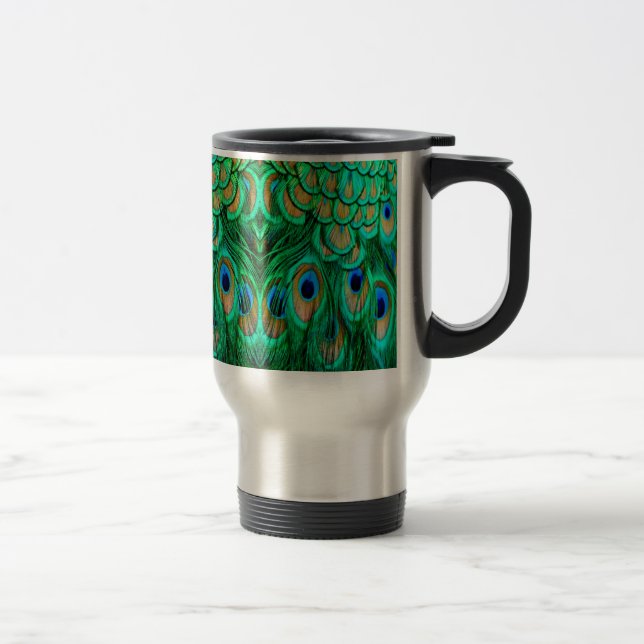 Glorious Peacock Feathers Travel Mug (Right)