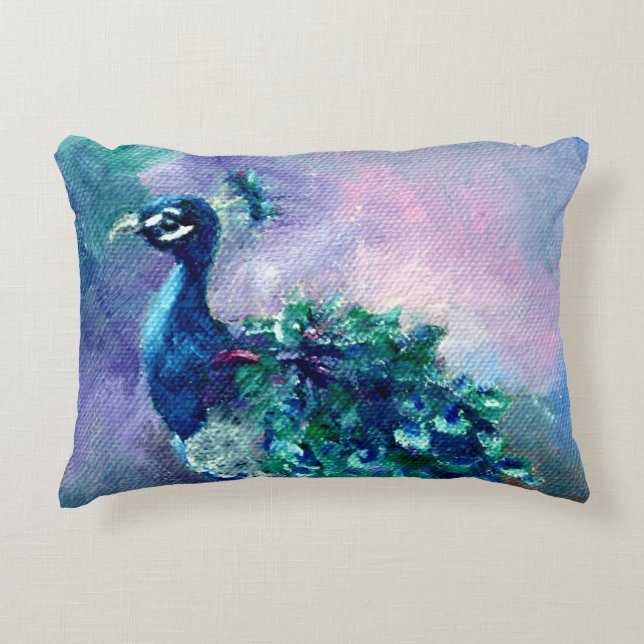 Glorious Peacock II Decorative Pillow (Front)