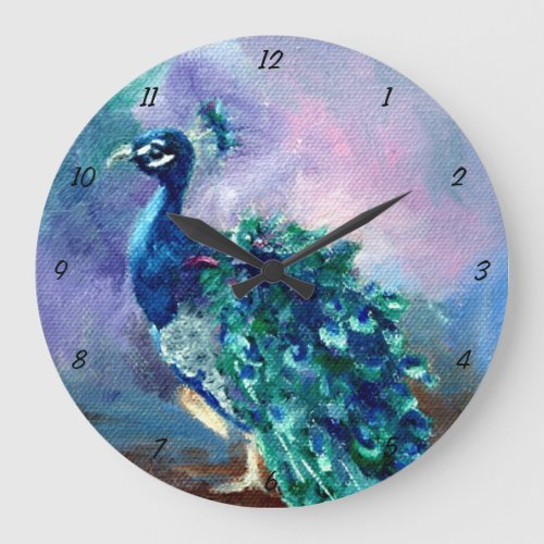 Glorious Peacock II Large Clock