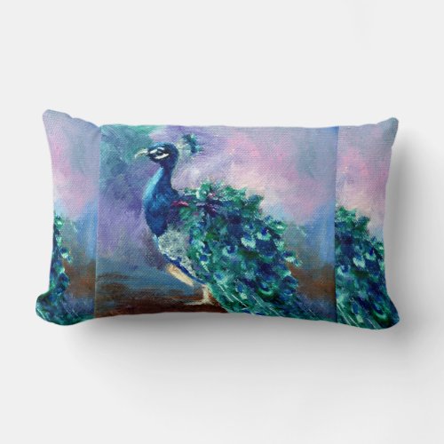 Glorious Peacock II Lumbar Pillow