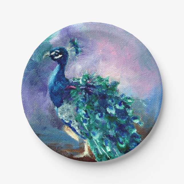 Glorious Peacock II Paper Plates (Front)