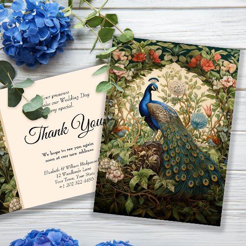 Glorious Peacock Vintage Thank You Notes