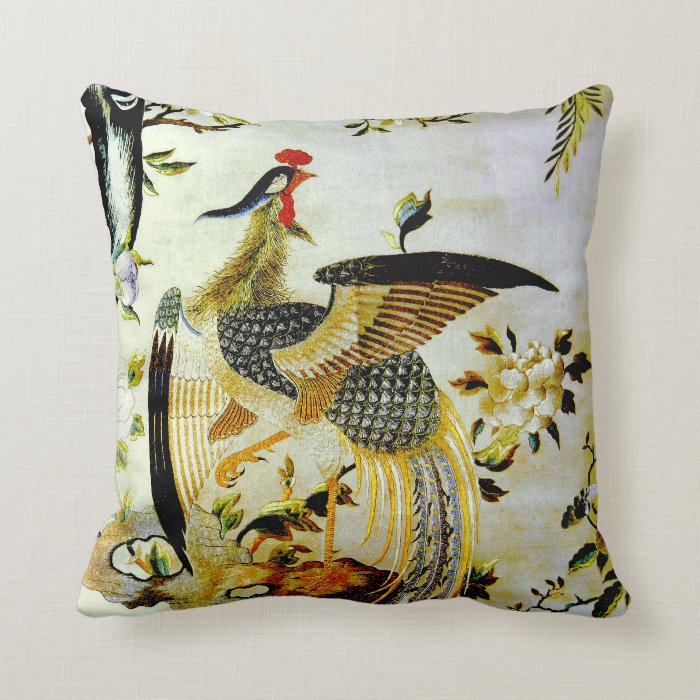 Glorious phoenix antique Chinese embroidery Pillow