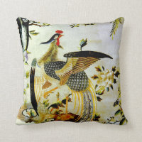 Glorious phoenix antique Chinese embroidery Throw Pillow