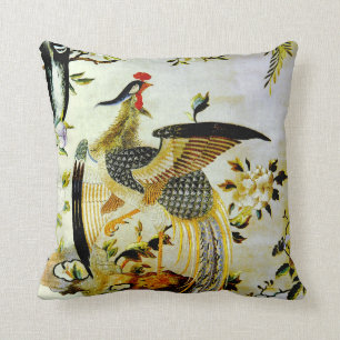 Glorious phoenix antique Chinese embroidery Throw Pillow