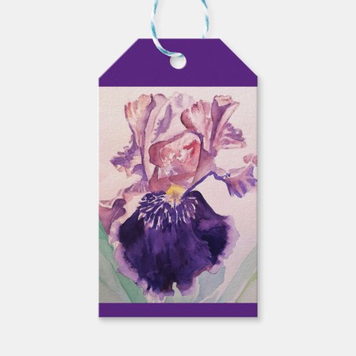 Glorious Purple Iris Flower floral Watercolor  Gift Tags