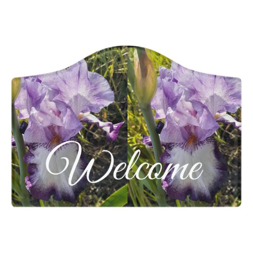 Glorious Purple Iris Flower Floral Welcome Door Sign