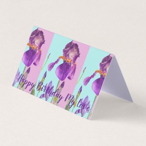 Glorious Purple Iris Painting Love Birthday Card