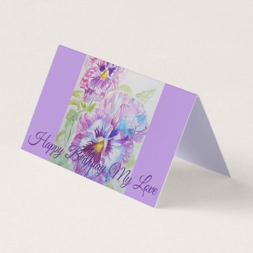 Glorious Purple Pansy Painting Love Birthday Card