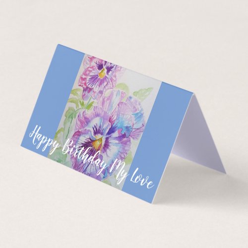 Glorious Purple Pansy Painting Love Birthday Card