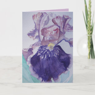Glorious Purple Watercolor Iris Greetings Card