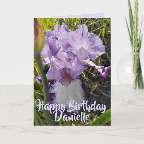 Glorious Purple Watercolor Iris Love Birthday Card