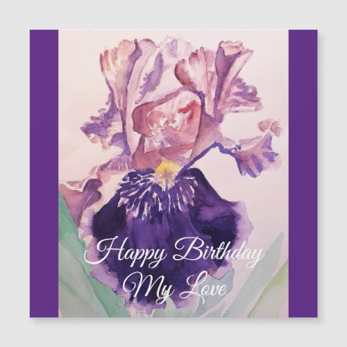 Glorious Purple Watercolor Iris Love Birthday Card