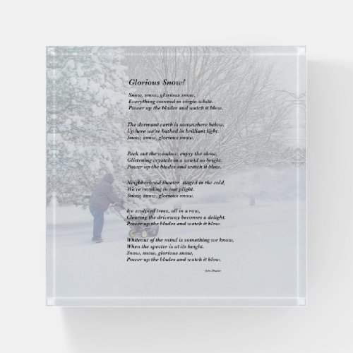 Glorious Snow Seasonal Poem Paperweight