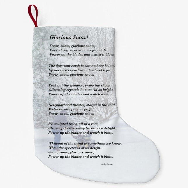 Glorious Snow Seasonal Poem Small Christmas Stocking (Front)