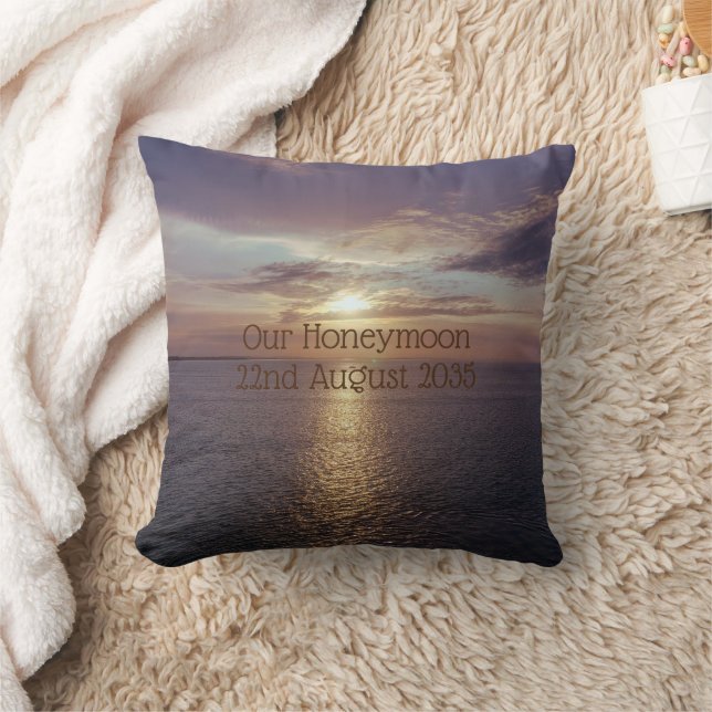 Glorious Sunrise Over The Ocean | Honeymoon Throw Pillow (Blanket)