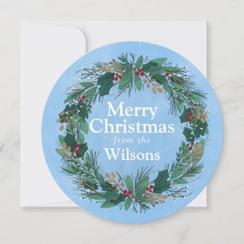 Glorious Wreath  Round Christmas Greeting Card