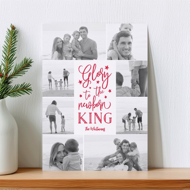 "Glory" Black & White Christmas Photo Collage Letterpress Photo Cards (Creator Uploaded)