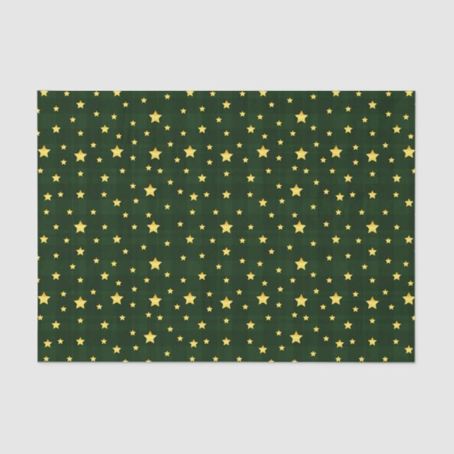 Glory Gold Stars Tartan Tissue Paper (Front)