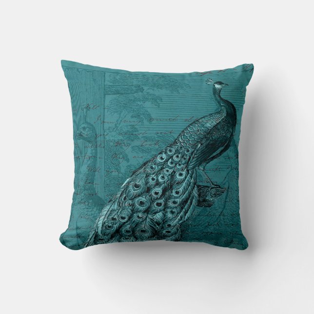 Glory of the Peacock #2 Throw Pillow (Front)