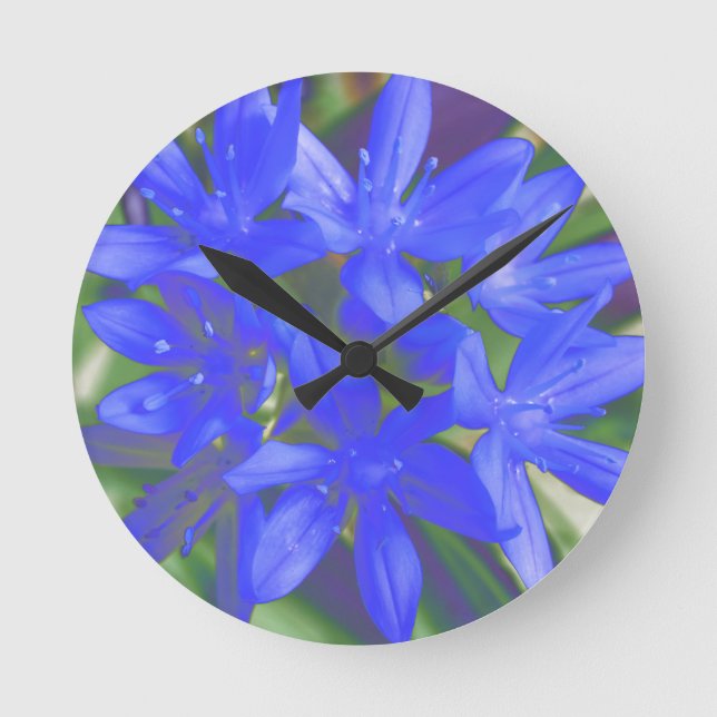 Glory of the Snow Fluorescent Blue Wall Clock (Front)