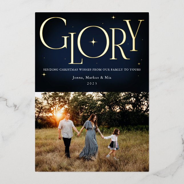 Glory Religious Christmas Deisgn Foil Holiday Card (Front)
