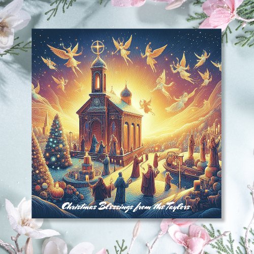 Glory to God Angels Religious Jesus Christian Holiday Card