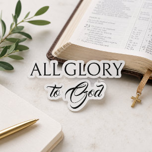 Glory To God Black Calligraphy Christian Stickers