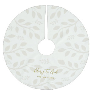 Glory to God Botanical Christmas Ivory Brushed Polyester Tree Skirt