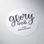 Glory to God Christmas | Christian Religious Faith Classic Round Sticker<br><div class="desc">Celebrate faith and family this Christmas with this inspirational “Glory to God” sticker featuring modern black and white calligraphy lettering and the option to personalize with your family name. Perfect for holiday cards, gift wrapping, stocking stuffers, church events, or Bible study groups. This faith based design spreads joy and devotion...</div>