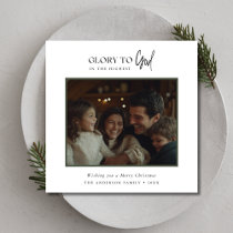 Glory To God Christmas Family Photo Greetings  Holiday Card