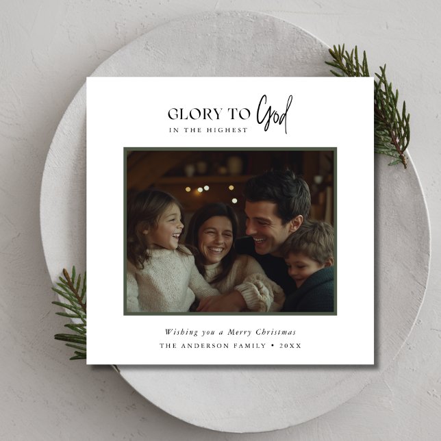 Glory To God Christmas Family Photo Greetings  Holiday Card (Creator Uploaded)