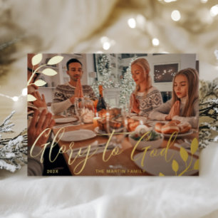 Glory to God Christmas Photo Foil Holiday Card