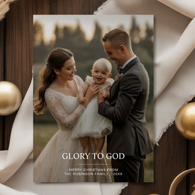 Glory to God cute family photo holiday card  (Creator Uploaded)