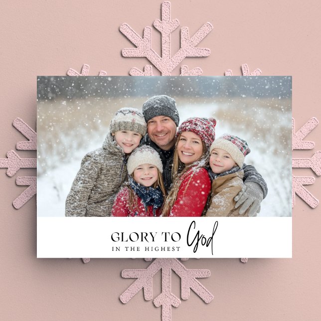 Glory To God Faith Based Holy Christmas Photo Red Holiday Card (Creator Uploaded)