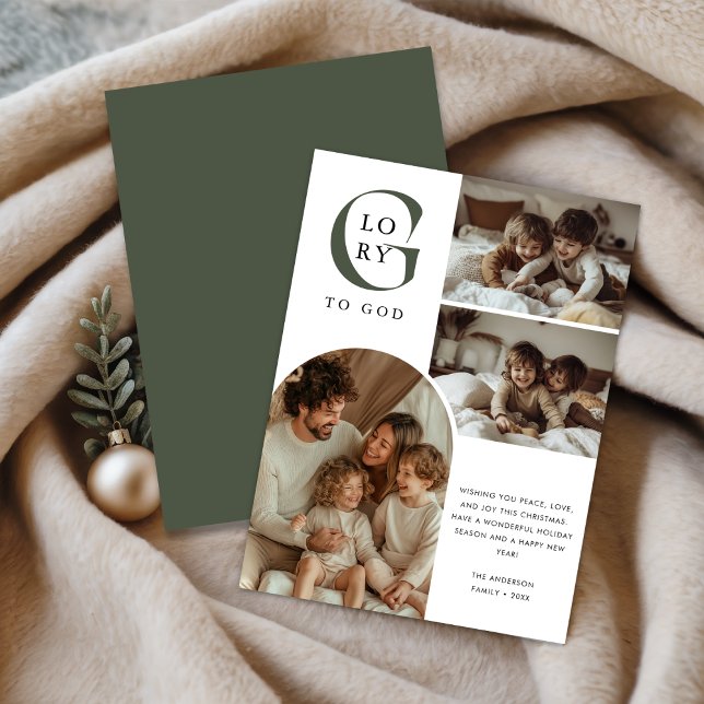 Glory To God Family Kids Arch Photo Christmas Holiday Card (Creator Uploaded)