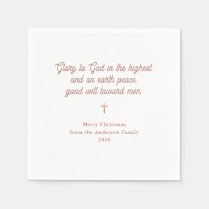 Glory to God Faux Rose Gold Look Christmas Napkins