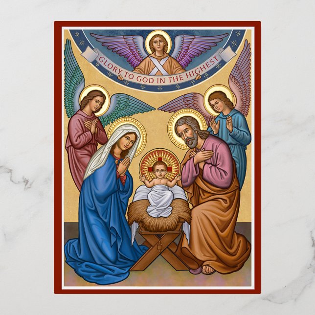 Glory to God Foil Holiday Postcard (Front)