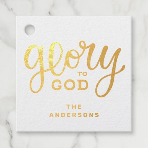 Glory to God Gold script Religious Christmas Foil Favor Tags