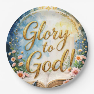 Glory to God - Golden text dedication with Bible Paper Plates
