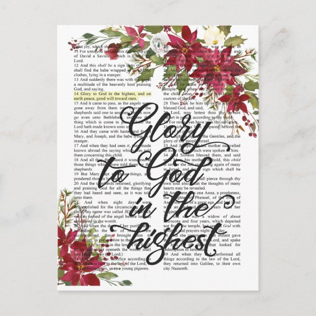 Glory to God in the Highest Bible Verse Page Postcard (Front)