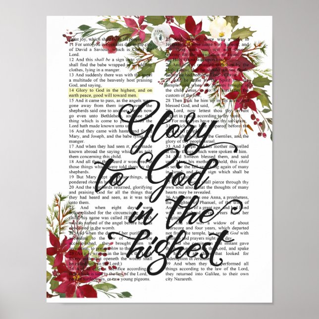 Glory to God in the Highest Bible Verse Page Poster (Front)