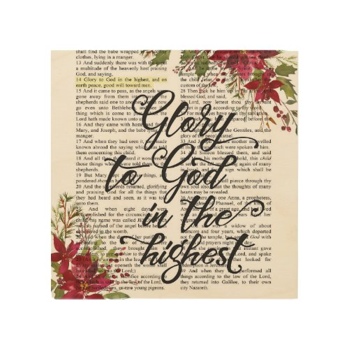 Glory to God in the Highest Bible Verse Page Wood Wall Art