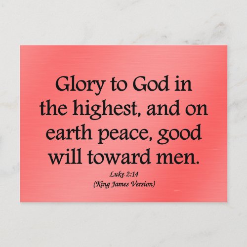 Glory to God in the highest Luke 214 Postcard