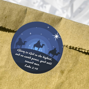 Glory To God Luke 2:14 Christmas Wisemen Star Classic Round Sticker