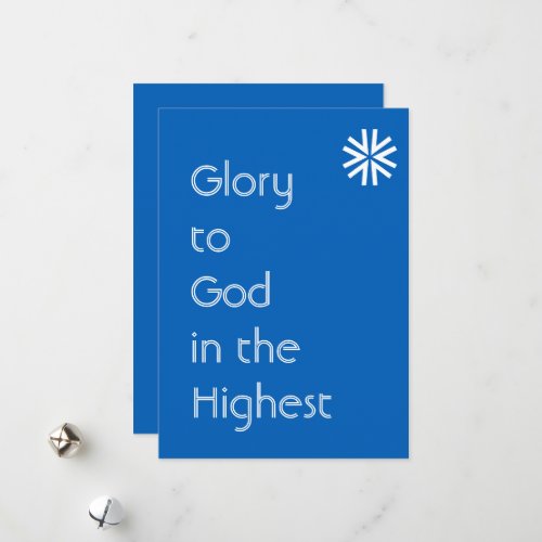 Glory to God _ Luke 214 KJV _ Blue and White Holiday Card