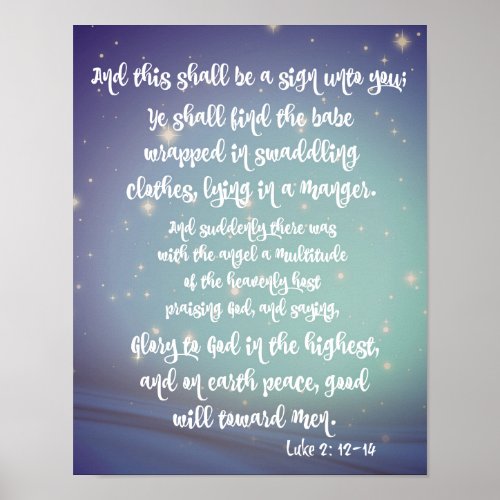 Glory to God Luke Bible Verses Christmas Poster