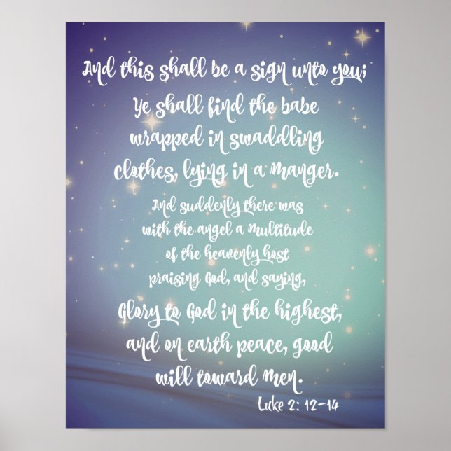 Glory to God Luke Bible Verses Christmas Poster (Front)