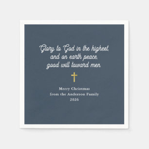 Glory to God Navy Blue and Gold Christmas Napkins