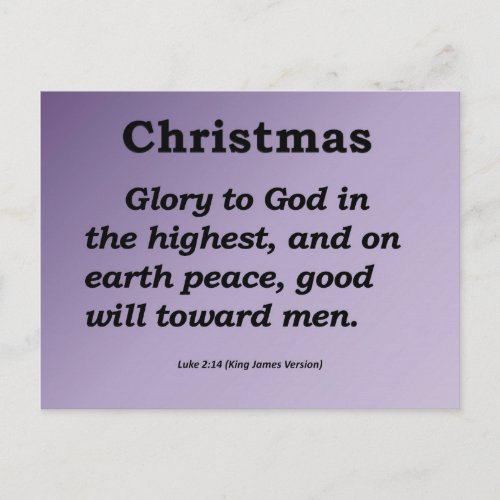 Glory to God on High Christmas Luke 214 Holiday Postcard